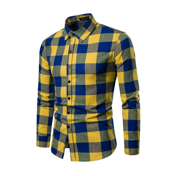 Mens Plaid Flannel Lumberjack Tartan Check Shirt Brushed Cotton Casual Top S-2XL 